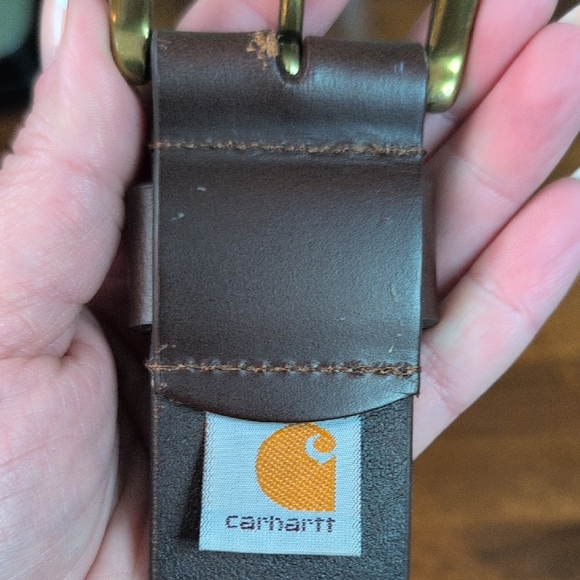 Carhartt Dark Brown Belt with Brass Buckle Size 36 Leather - Picture 5 of 12